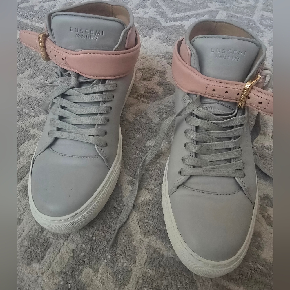 Buscemi Women's Gray and Pink Sneakers, Size 8
